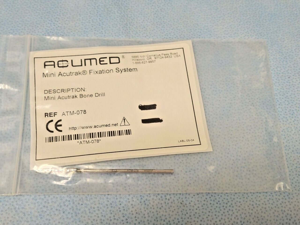 ACUMED ATM-078 Mini Surgical Drill Bit Cannulated Calibrated Tapered 2.3-3.4mm