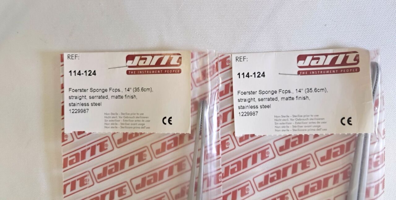 JARIT 114-124 Foerster Sponge Forceps Straight Serrated Jaw 14" - Lot of 2 — photo 2
