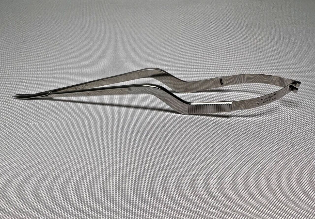 V. MUELLER NL3778 Jannetta Bayonet Scissors 9mm Curved Blades 7-1/4" — photo 1