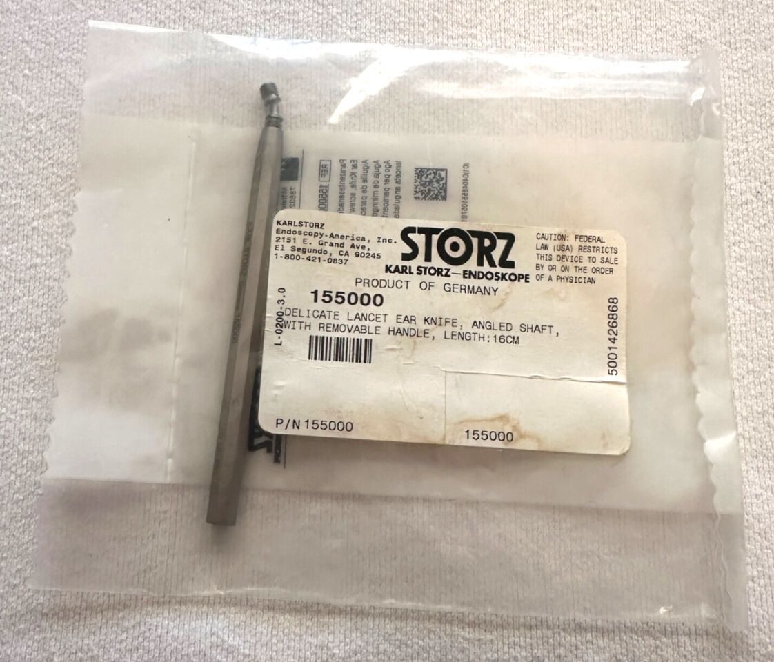 KARL STORZ 155000 Delicate Lancet Ear Knife Angled Shaft Removable Handle