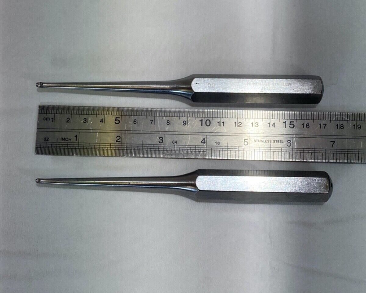 RICHARDS  Spratt Solid Hex Handle 7" Bone Curettes 00 & 000 Orthopedics Pair — photo 9