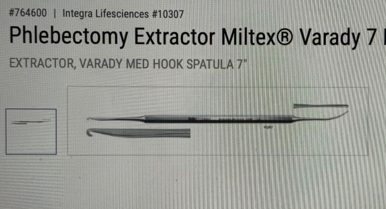 SYMMETRY SURGICAL 10307 Varady Phlebectomy Extractor Hook 7" Dual End — photo 7