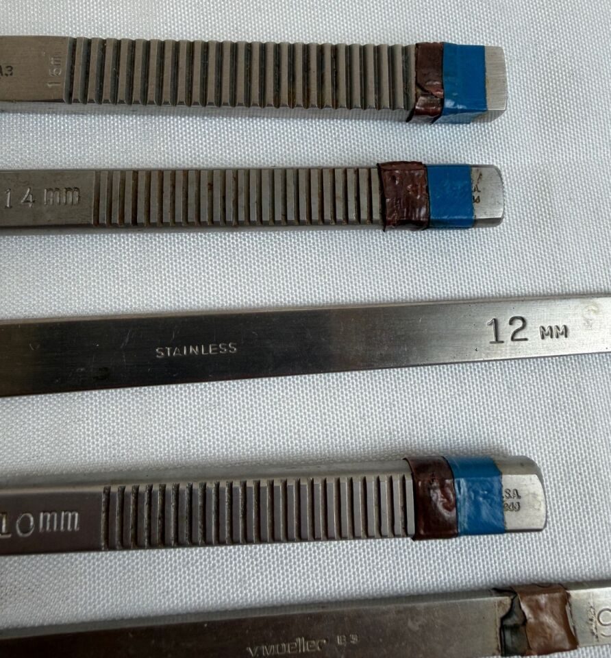V. MUELLER 16 14 12 10 9 & 7mm Set of 6 Straight Osteotomes — photo 4