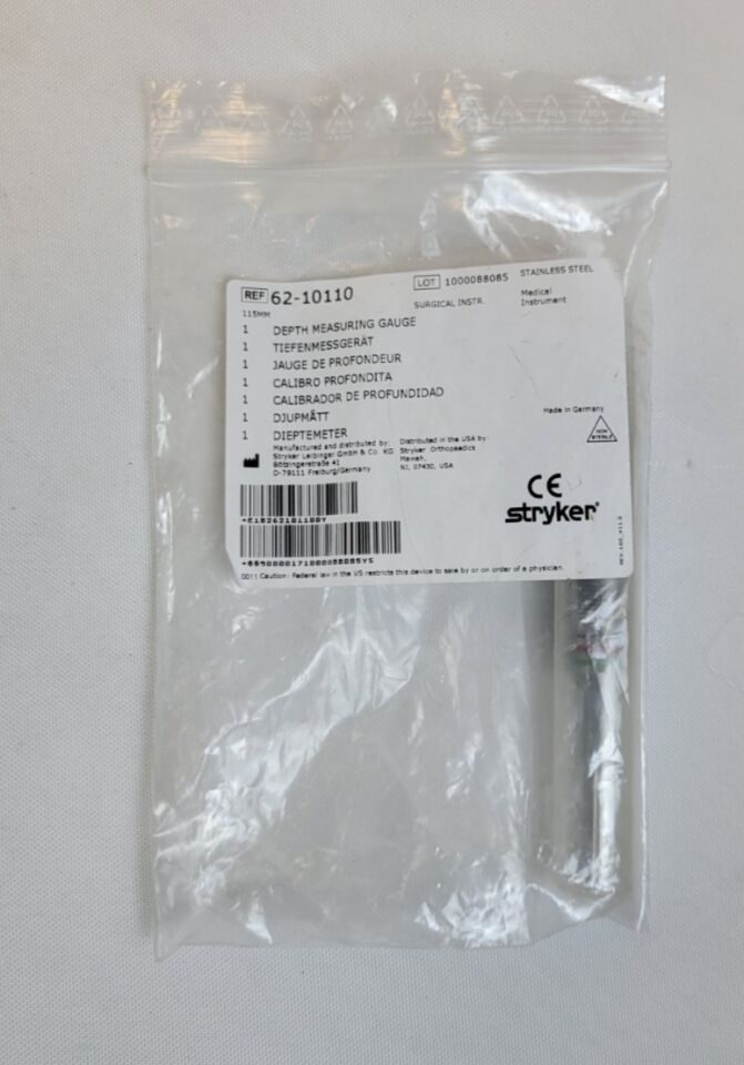 STRYKER 62-10110 Depth Measuring Gauge Stainless Steel Orthopedic — photo 1
