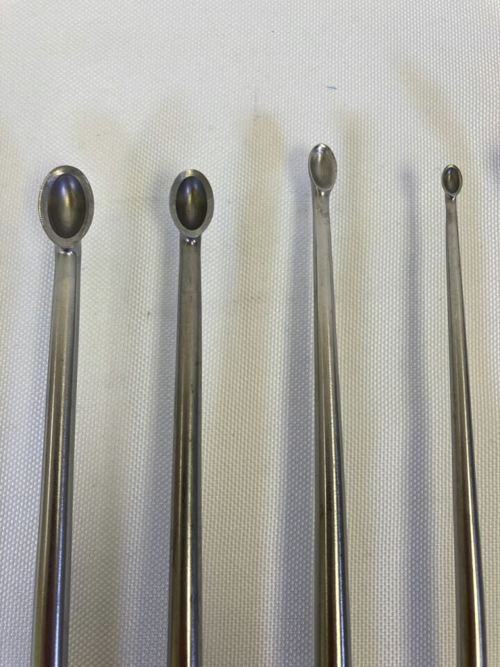 WALLIE HEINIG LENOX MACLAREN 13.5" Set of 7 Straight & Angled Curettes & Elevator — photo 3