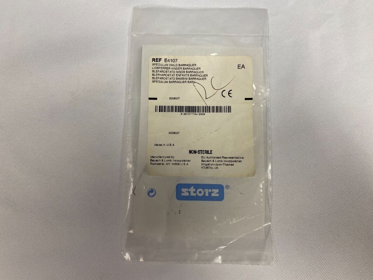 KARL STORZ E4107 11mm Barraquer Eye Speculum Pediatric 11mm