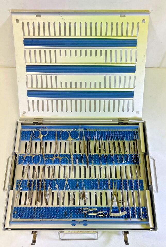 VARIOUS  33 Piece Storz Katena Ophthalmic Eye Muscle Tray w/ Sterilization Case