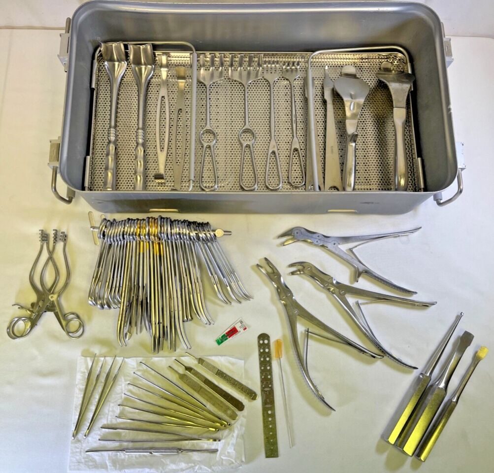 VARIOUS  66 Piece Konig Weck Jarit Patella Instrument Set w Sterilization Case — photo 1