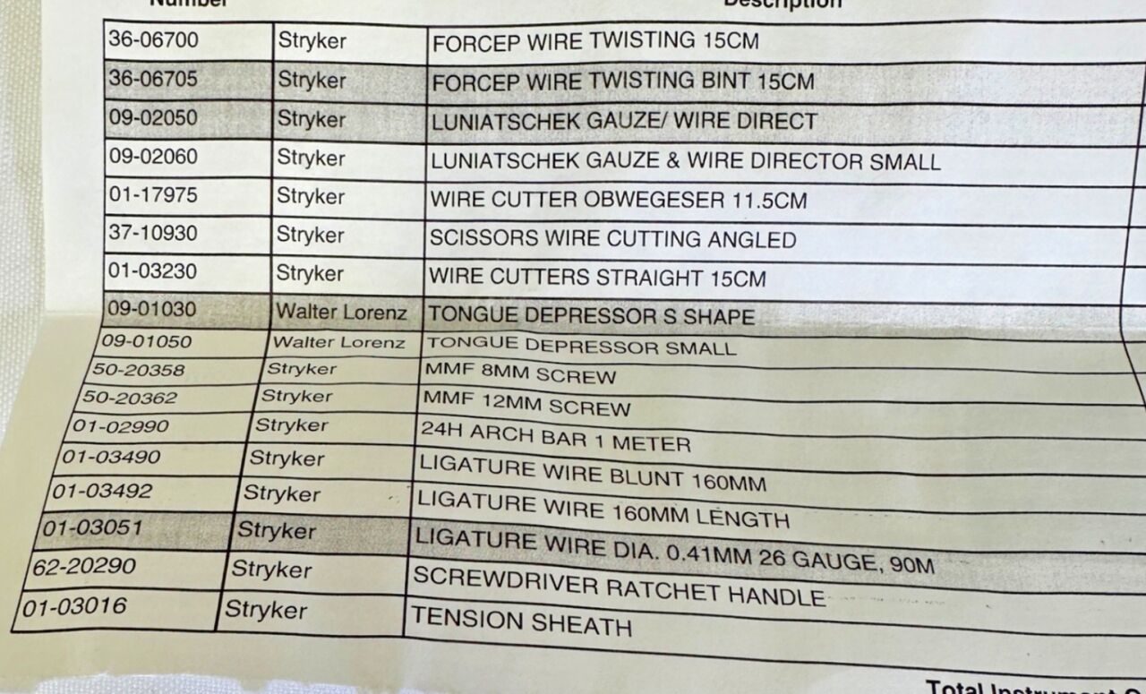 STRYKER Various Maxillomandibular Fixation Leibinger Teeth Wiring Set — photo 2