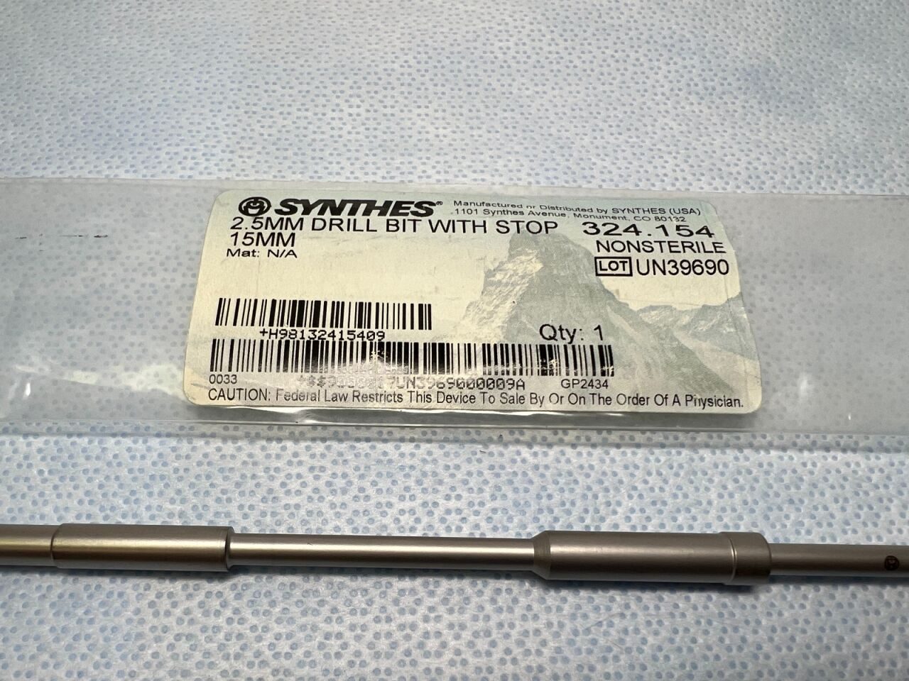 SYNTHES 324.154 2.5mm w/ 15mm Stop Drill Bit