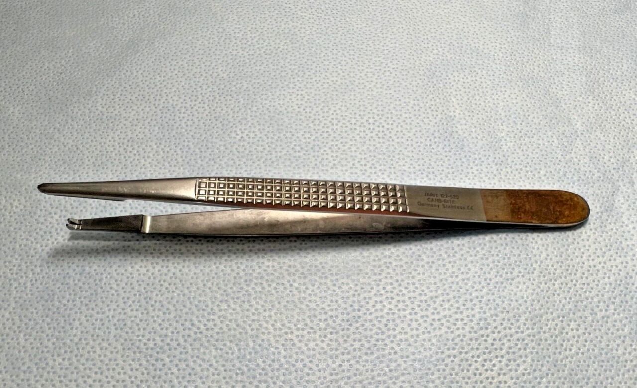 JARIT Carb-Bite 122-520 Bonney Needle/Tissue Pulling Forcep 1x2 Teeth 6-3/4"