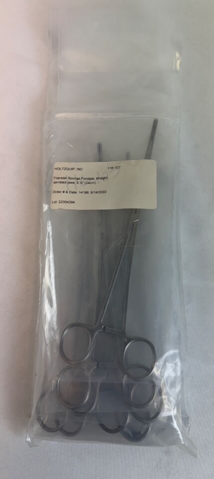 LAWTON  Lot of 9 Foerster Sponge Holding Forceps Straight Serrated Jaws 9.5"