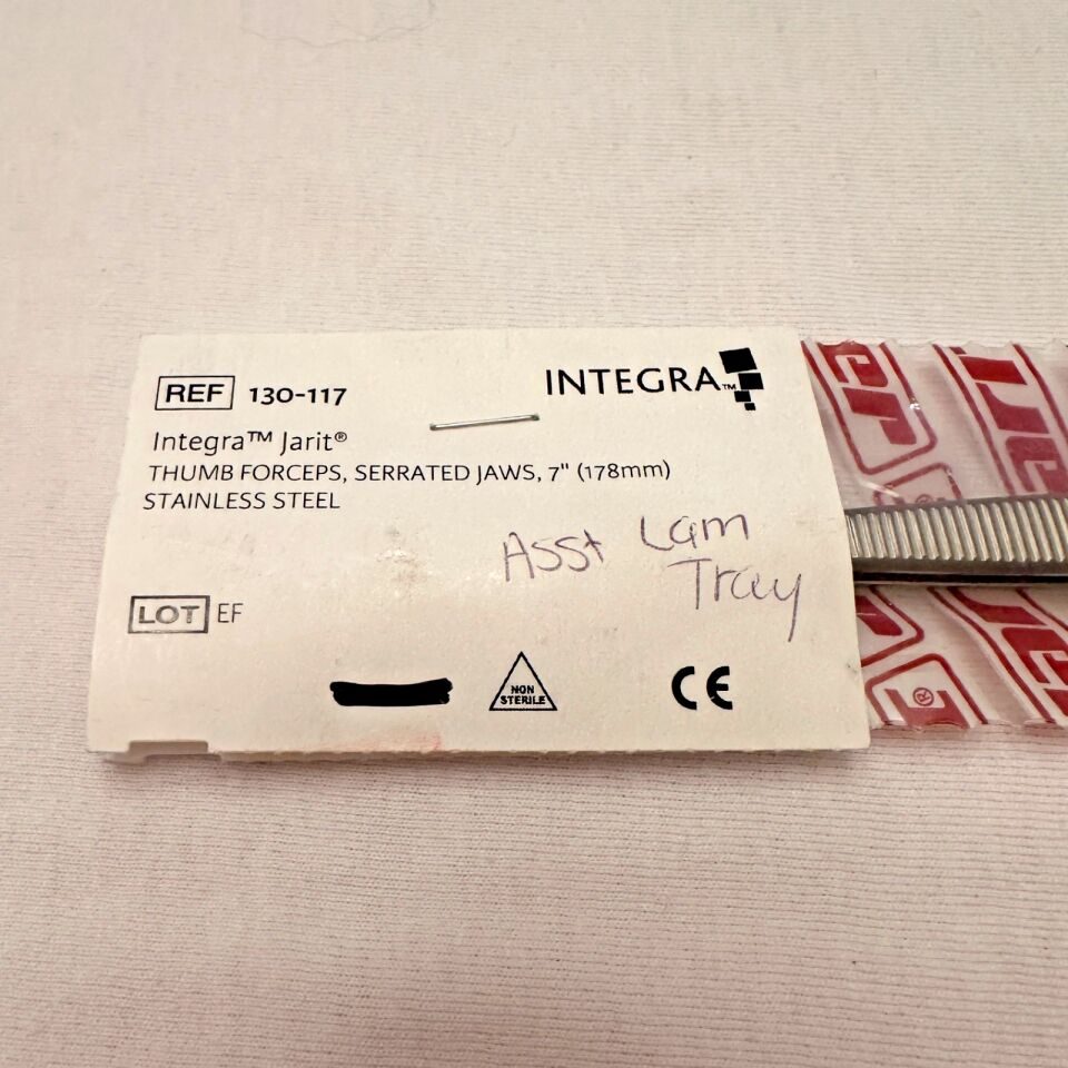 INTEGRA 130-117 Thumb Forceps Serrated Jaws 178mm — photo 2