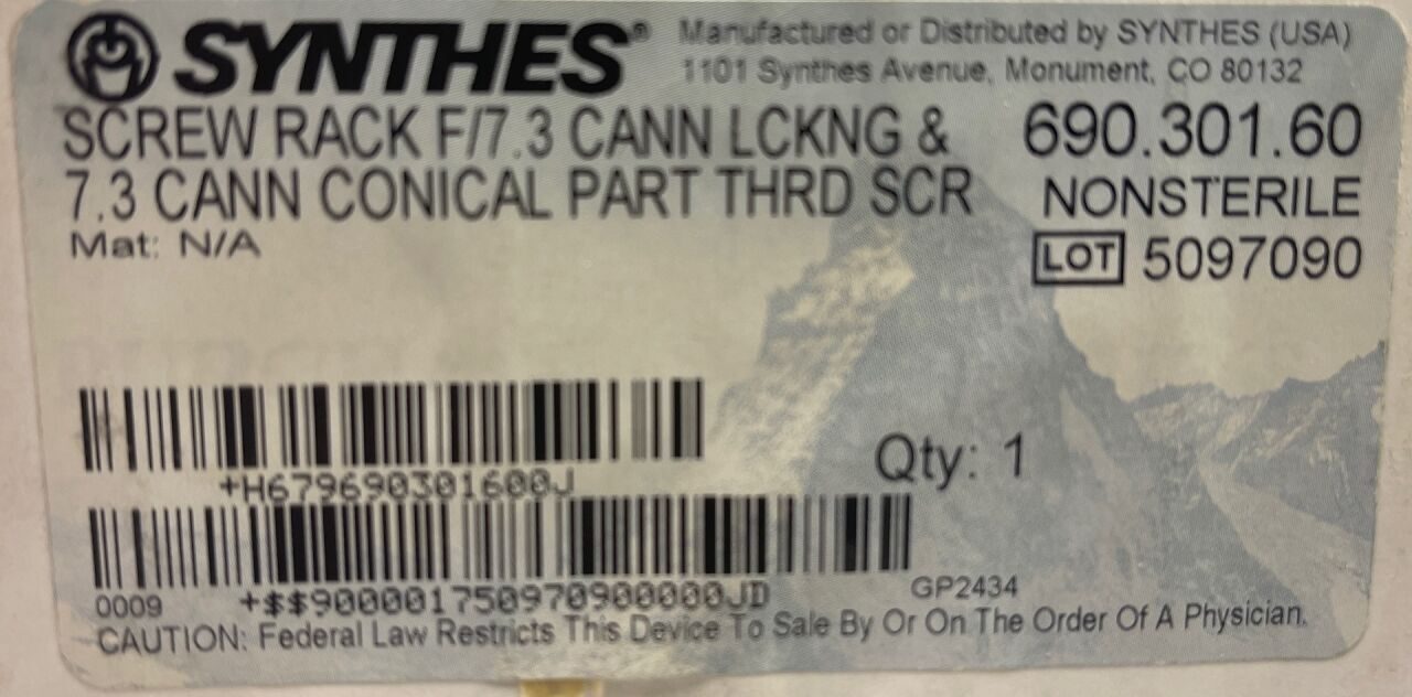 SYNTHES Caddy 690.301.60 for 7.3mm Locking/Conical — photo 2