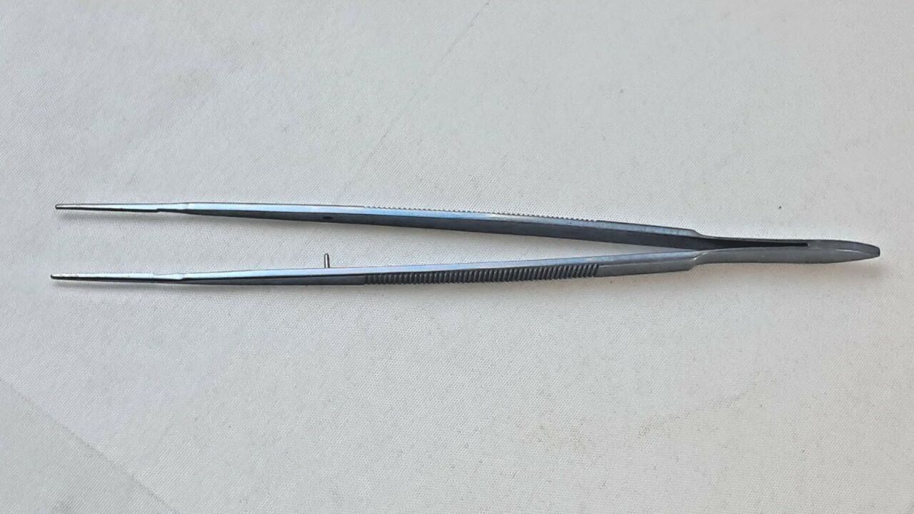 SCANLAN  Gerald DeBakey Forceps w/ Flat Handle 1mm Tips 8" — photo 2