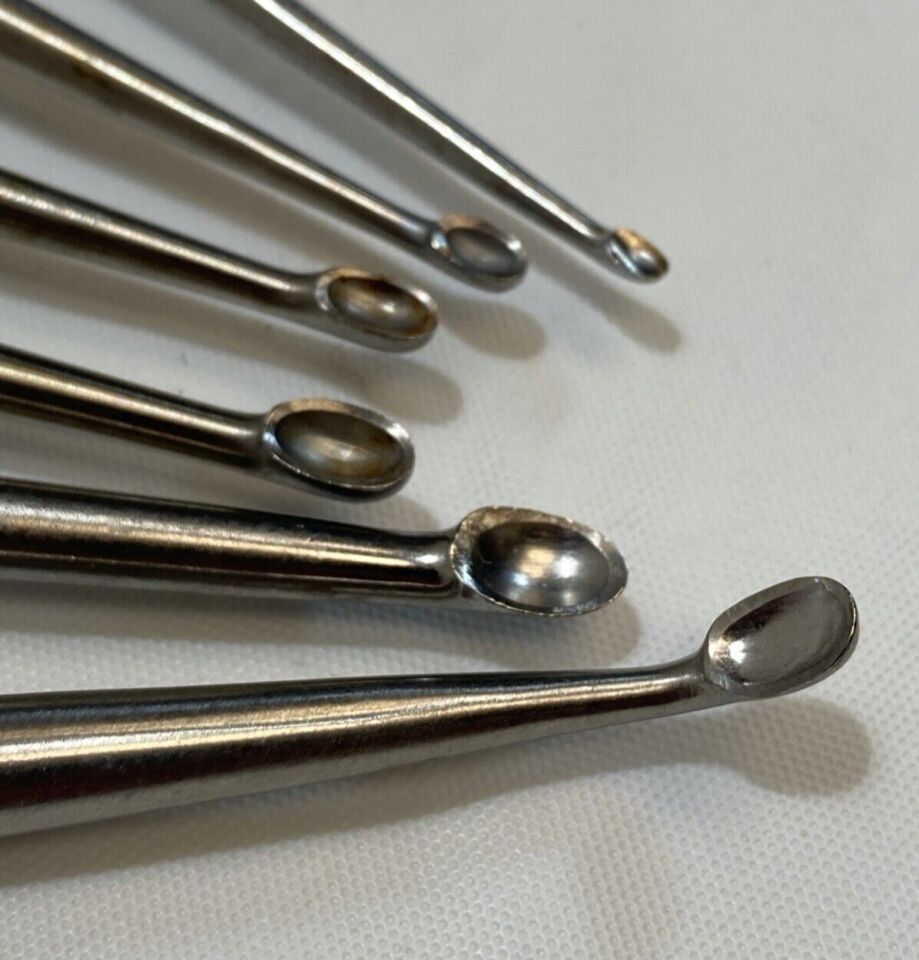 JARIT 9" Solid Hex Handle Set of 6 Straight Brun Bone Curettes — photo 7