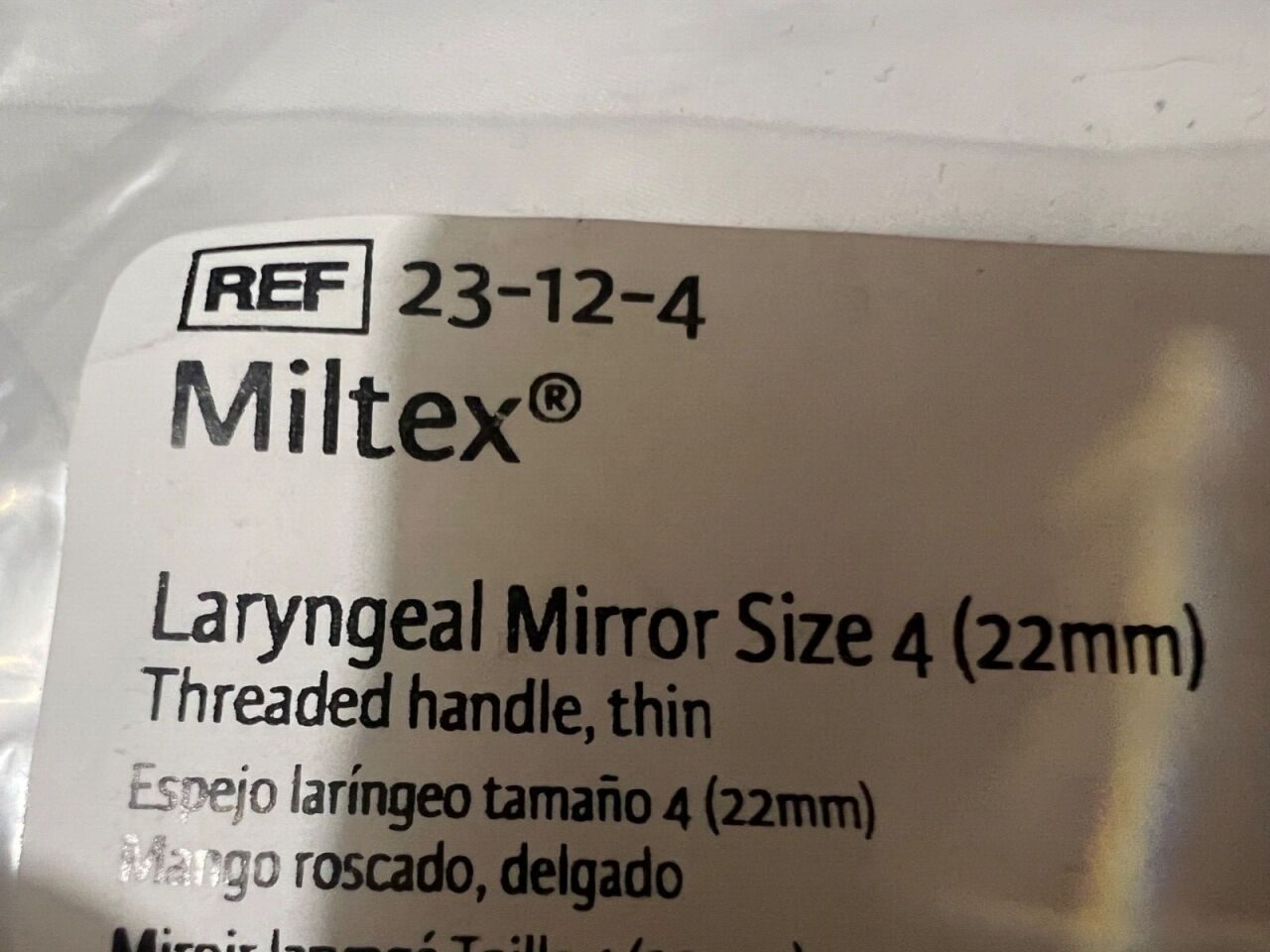 MILTEX 23-12-4 Laryngeal Mirror Size 4 Thin Threaded Handle 22mm X 8" L — photo 2