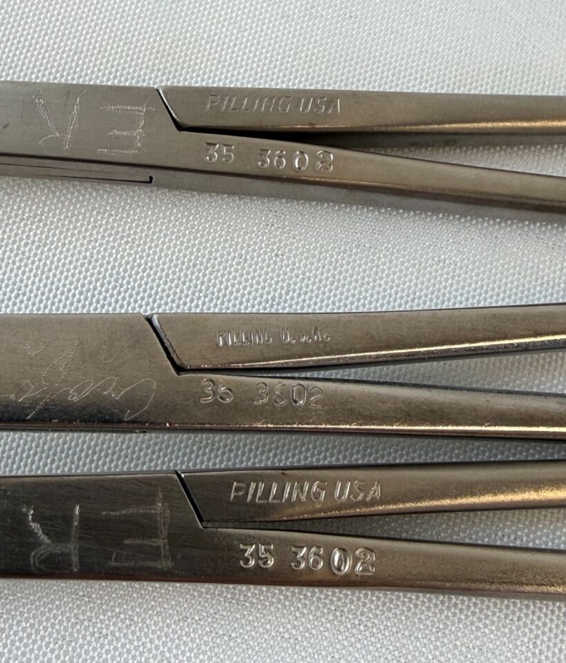 PILLING 35-3602 Set of 3 DeBakey Aneurysm Aorta Clamp Curved 4" Jaw Length 10" — photo 2