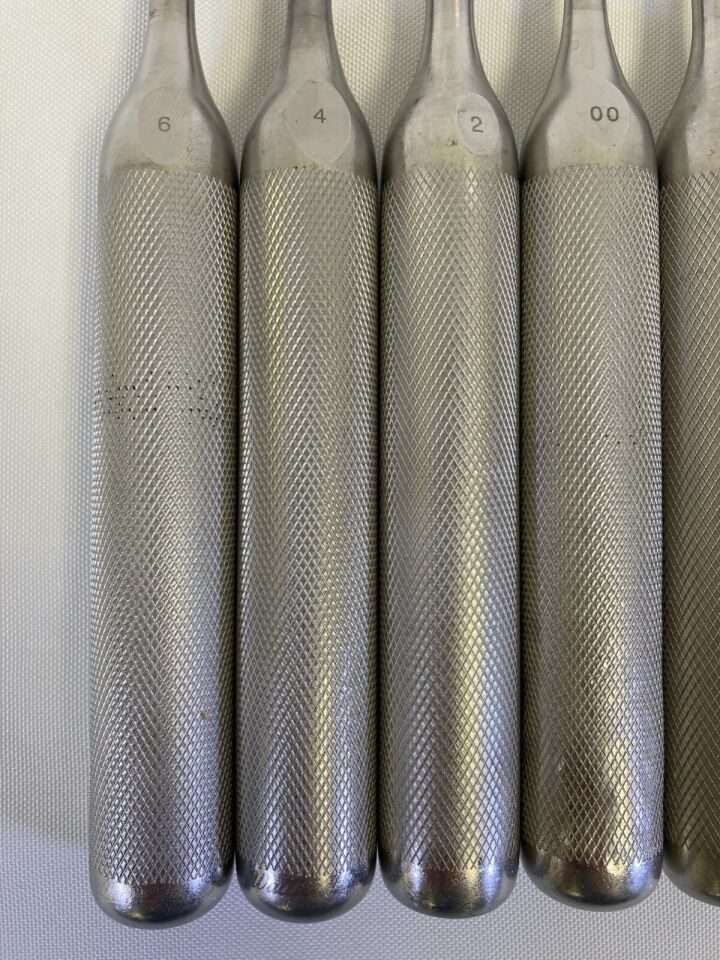 WALLIE HEINIG LENOX MACLAREN 13.5" Set of 7 Straight & Angled Curettes & Elevator — photo 2