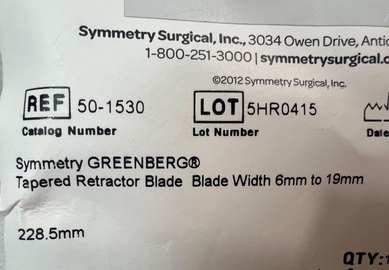 SYMMETRY 50-1530 Width 6mm-19mm X 9" Length Greenberg Tapered Retractor Blade — photo 2