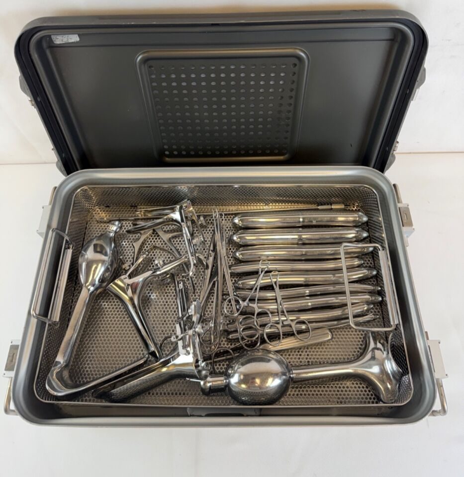 V. MUELLER 27 Piece w/ Sterilization Case OBGYN Dilator Speculum Forcep Tray — photo 8