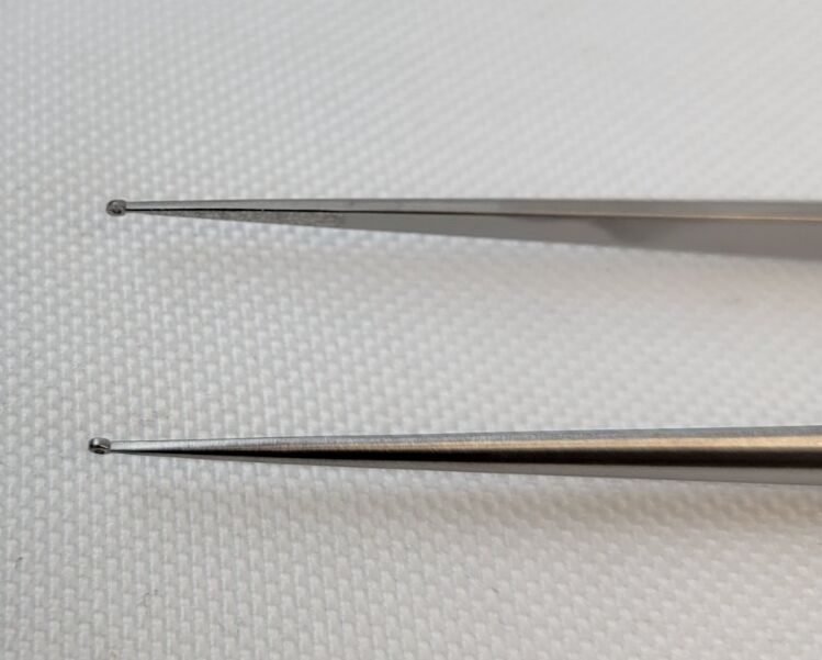 MILLENNIUM 7-44252 Dennis Ring Tip Forceps Straight 1mm Diamond-Dust Ring Tips — photo 2