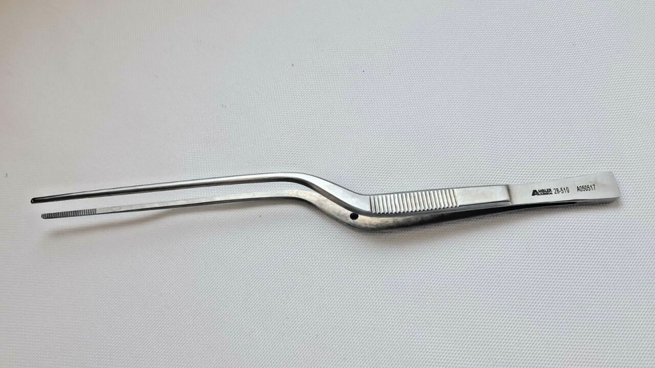 AMBLER SURGICAL Cloward Lamina Retractor 2510 Cushing Dressing Forceps 7-1/4" Bayonet Serrated Tips