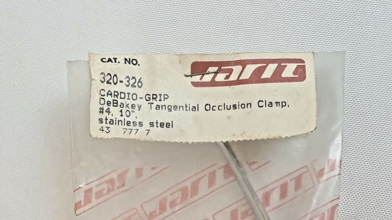 JARIT 320-326 DeBakey Tangential Occlusion Clamp 1x2 Teeth 10" — photo 2