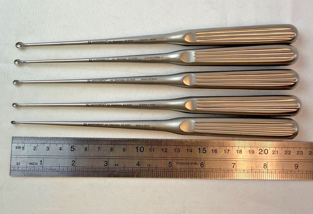 SYMMETRY SURGICAL Bruns Hollow Handle Reverse Angle 9" 1-0000 Set of 5 Curettes — photo 8