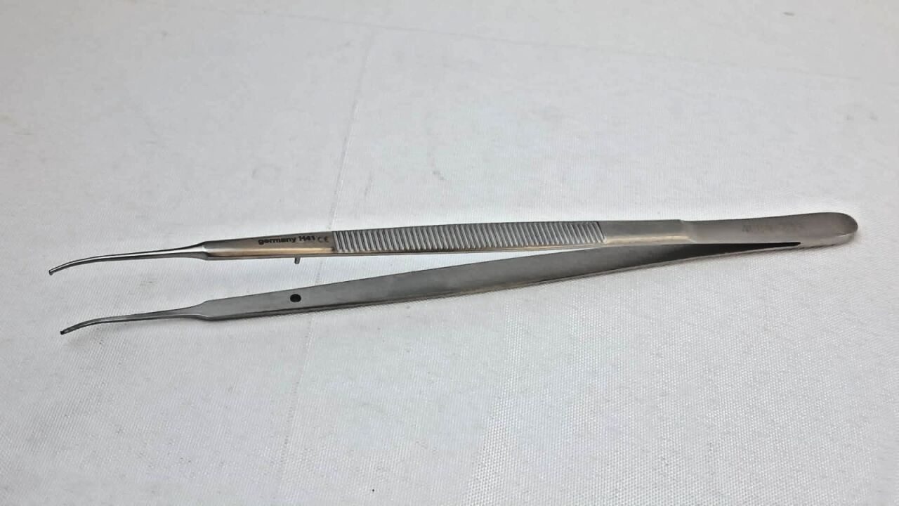SCANLAN 4004-239 Gerald Forceps Curved Delicate 1x2 Teeth 7" ENT