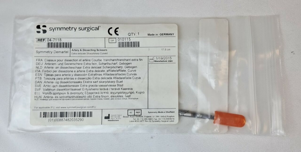 SYMMETRY SURGICAL 04-7118 Demartel Curved Sharp Artery & Dissecting Scissors — photo 2