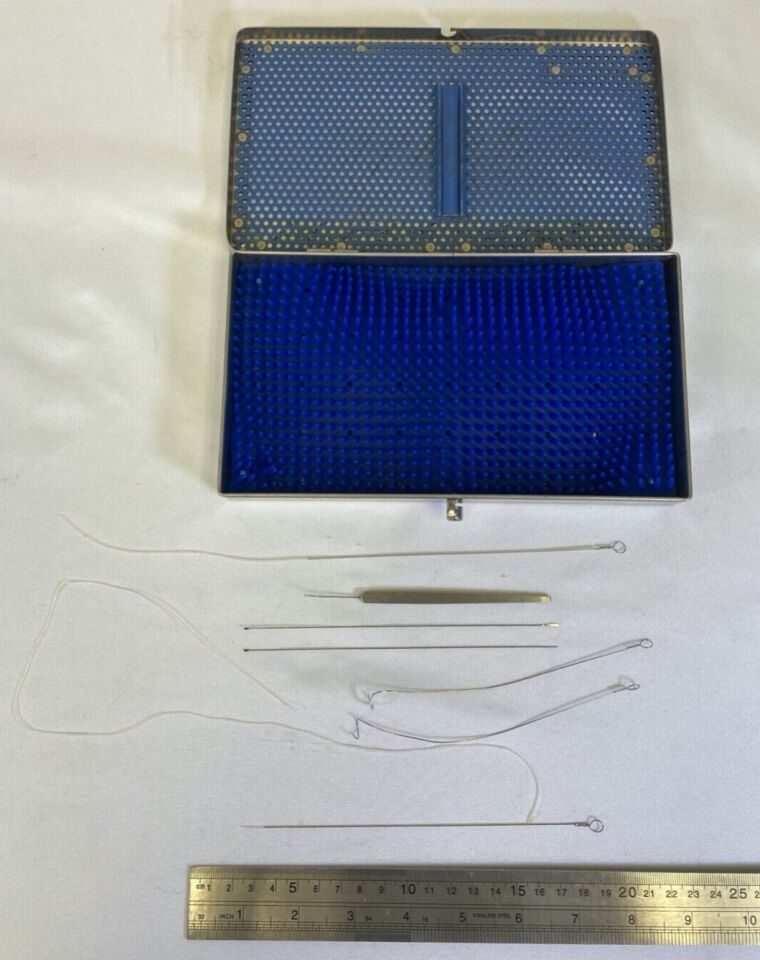 GREISHABER  Eyelid Laceration Cannulas & Tubing w/ Sterilization Case - Set of 7 — photo 1