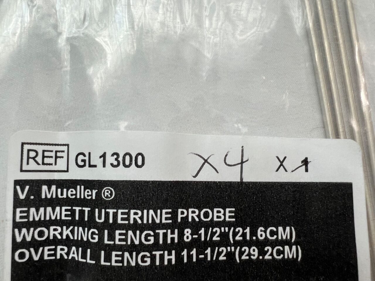V. MUELLER GL1300 Set Of 4 Straight Emmett Uterine Probes 8-1/2" Working Length — photo 2