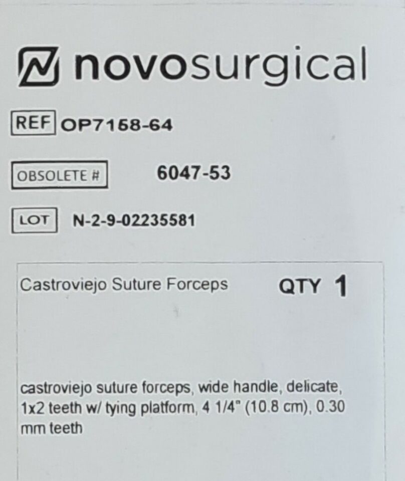 NOVO SURGICAL OP7158-64 Castroviejo Suture Forceps 4 1/4" 1x2 Teeth — photo 4