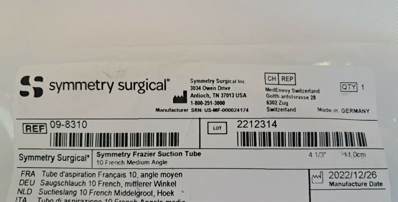 SYMMETRY SURGICAL 09-8310 Frazier Suction Tube 10Fr Medium Angle — photo 4