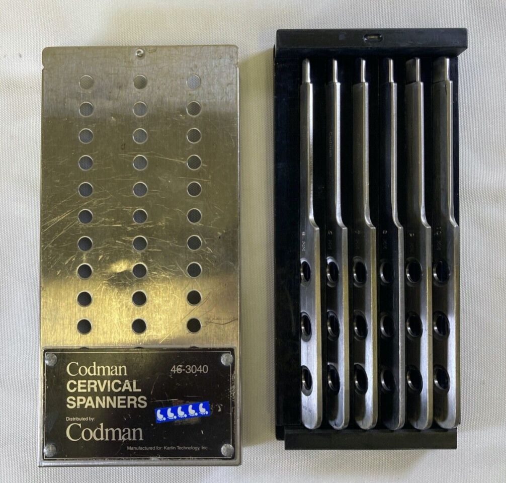 CODMAN 46-3040 Karlin Cervical Spanners Set w/ Sterilization & Storage Case