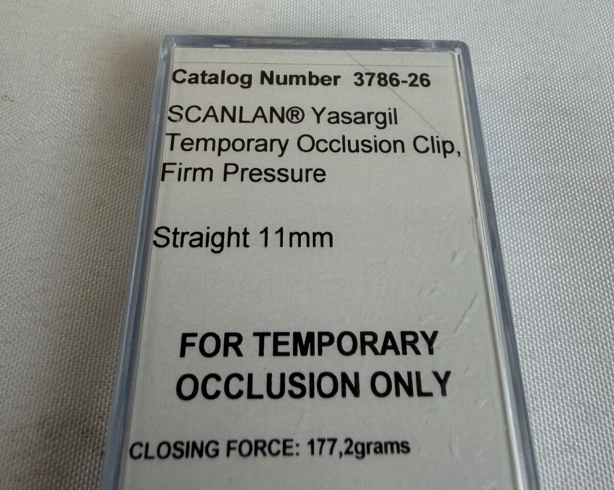 SCANLAN 3786-26 Yasargil Temporary Occlusion Clamp Straight 11mm Firm Pressure — photo 2