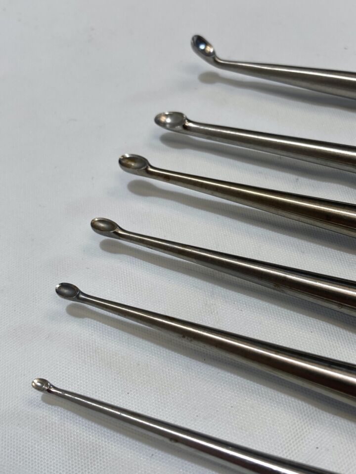 JARIT 9" Solid Hex Handle Set of 6 Straight Brun Bone Curettes — photo 4