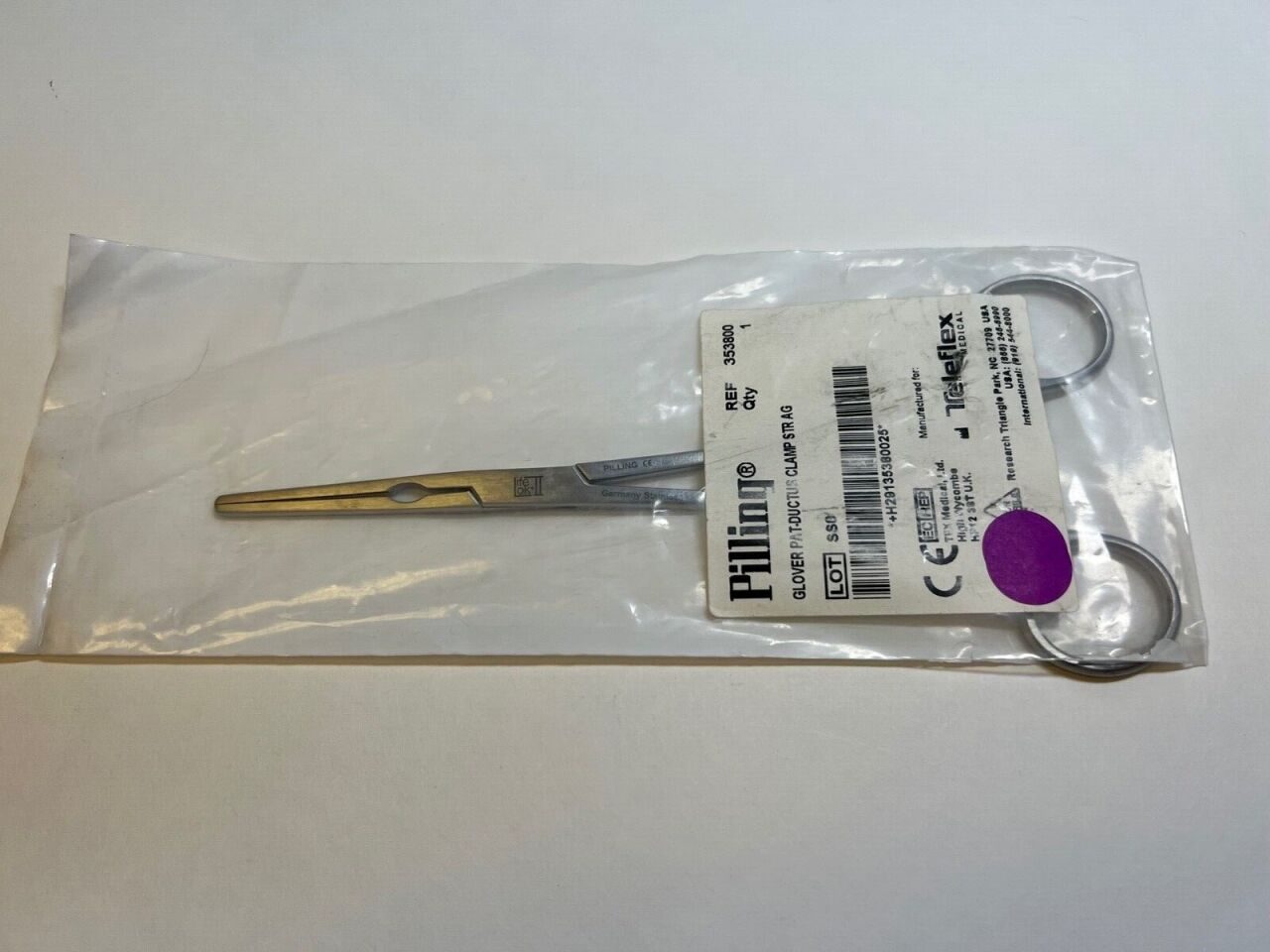 PILLING WECK 353800 Glover Patent Ductus Clamp Straight DeBakey Jaw — photo 1