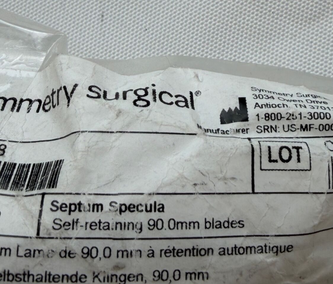 SYMMETRY SURGICAL 63-6268 Killian Septum Specula Self Retaining 90mm Blades — photo 3