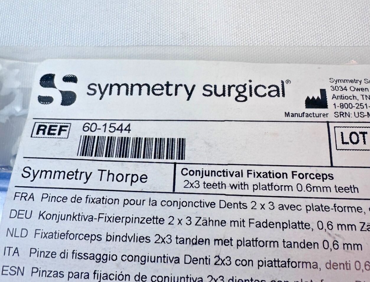 SYMMETRY SURGICAL 60-1544 Thorpe Conjunctival Fixation Forceps — photo 4