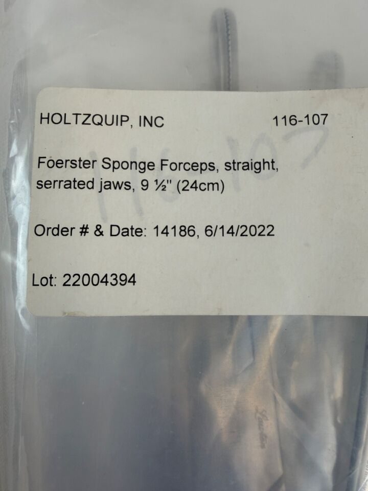 LAWTON  Lot of 9 Foerster Sponge Holding Forceps Straight Serrated Jaws 9.5" — photo 2
