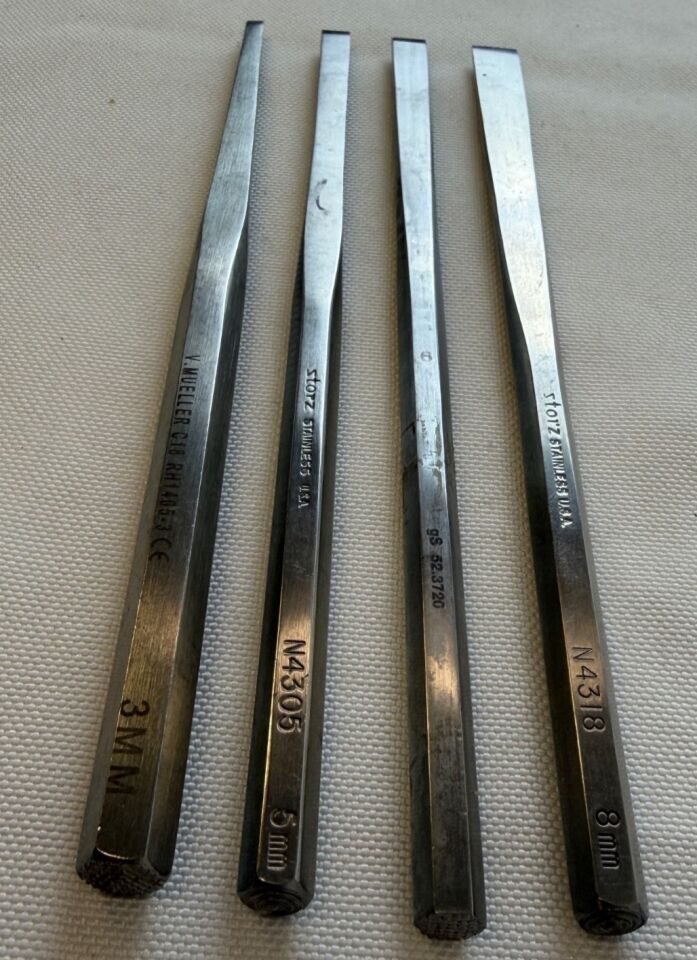 Set of 4 Storz Millennium Surgical V. Mueller Hexagonal Handle 6" ENT Osteotomes — photo 6