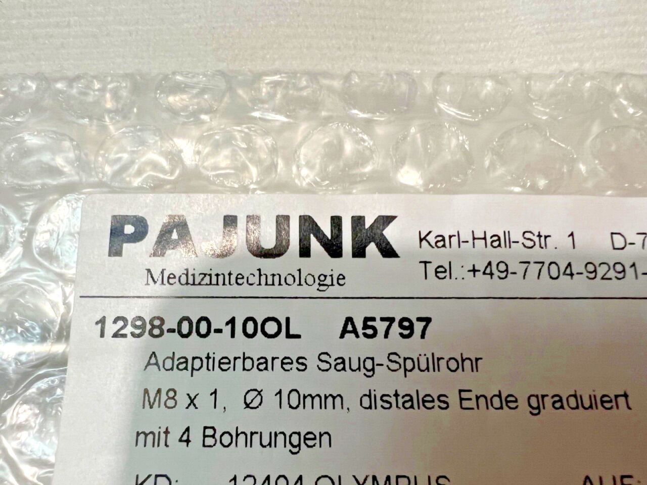 PAJUNK MEDICAL SYSTEMS 1298-00-10 Adaptable Suction/Flushing Pipe 10mm X 15" — photo 2
