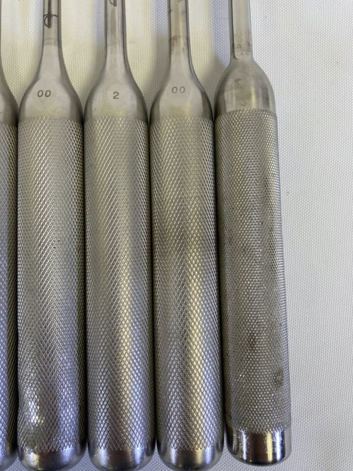 WALLIE HEINIG LENOX MACLAREN 13.5" Set of 7 Straight & Angled Curettes & Elevator — photo 4