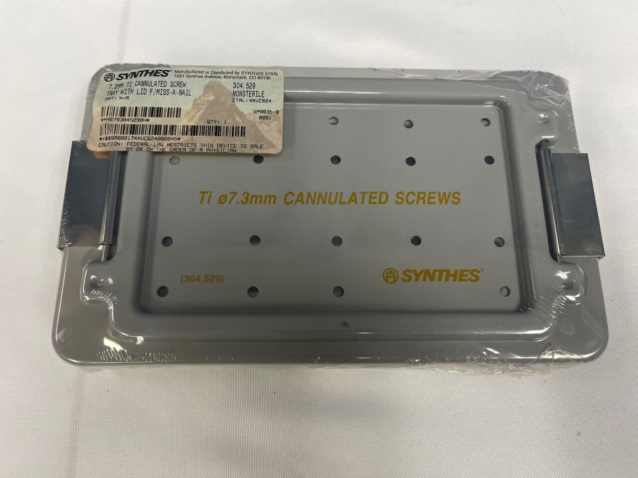 SYNTHES 304.529 7.3MM TI Cannulated Screw Tray w/ Lid — photo 4