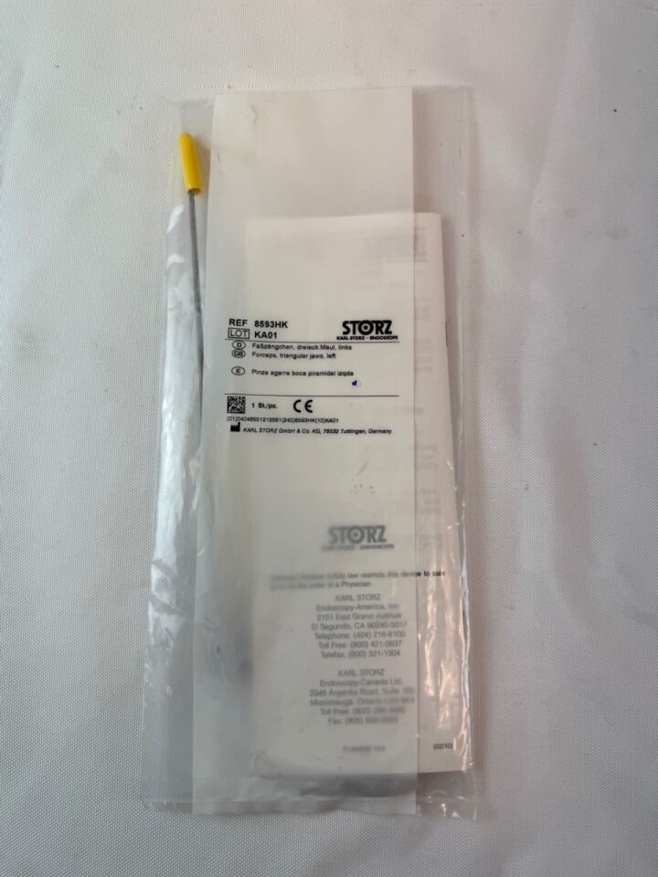 KARL STORZ 8593HK Laryngeal Alligator Forcep Curved Up Left Triangular Jaw 18cm — photo 1