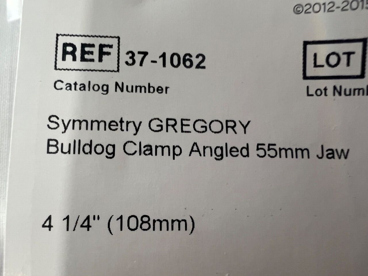 SYMMETRY SURGICAL 37-1062 Gregory Bulldog Clamp Angled 55mm Jaw 4-1/4" Length — photo 4