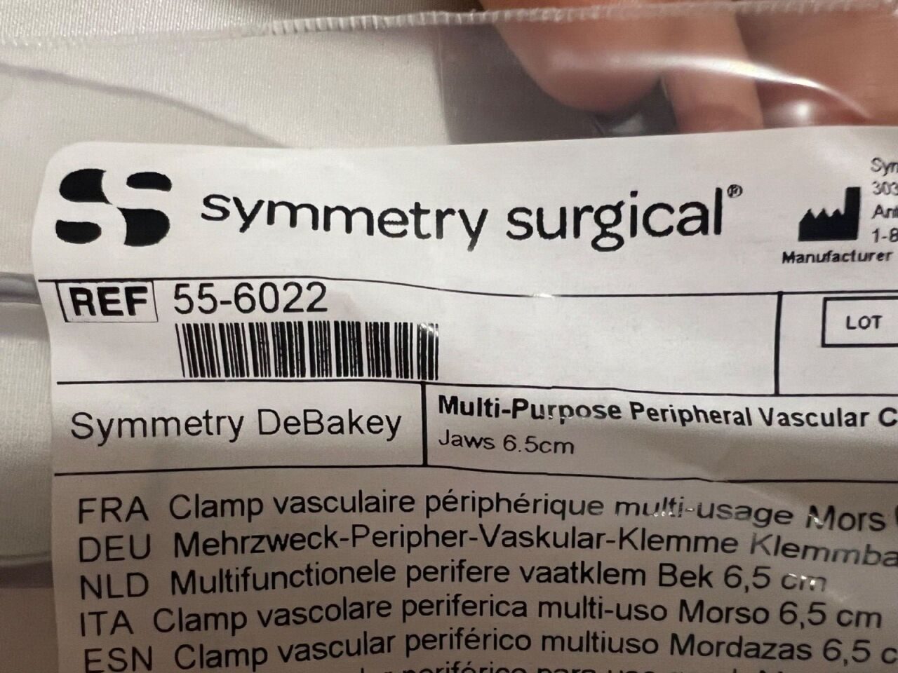 SYMMETRY SURGICAL 55-6022 DeBakey Peripheral Vascular Clamp 6.5cm Jaws x 7" Length — photo 3