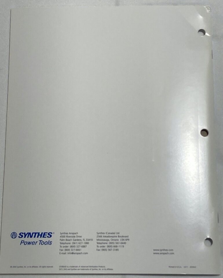 SYNTHES Battery Power Line Users Manual Brochure — photo 7